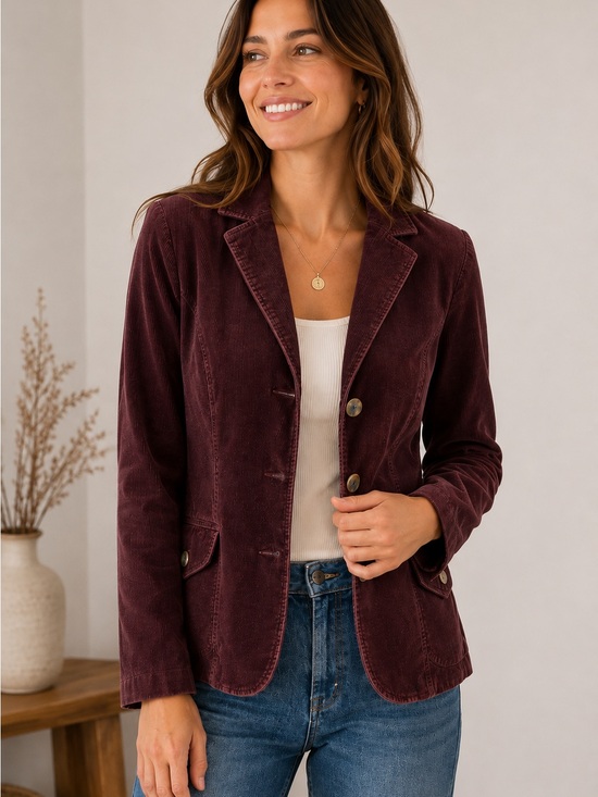 J. Jill Jackets & Blazers - J. Jill Corduroy Blazer burgundy stretch cotton woman’s large business casual